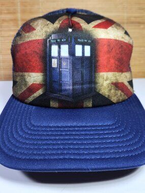 Doctor Who Trucker Hat Union Jack Tardis BBC Snapback Baseball Cap Bioworld Mesh